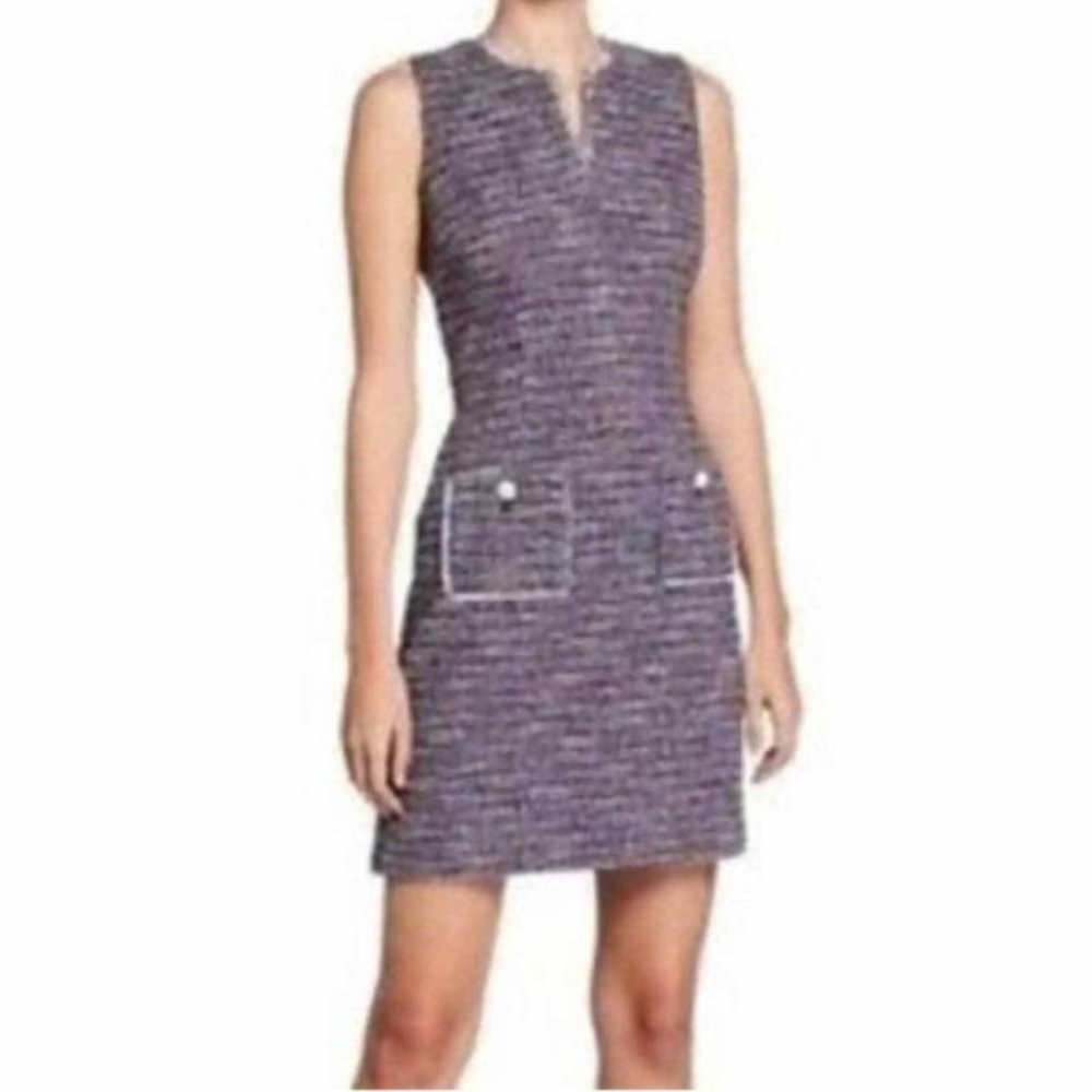 NWT Womens Size 10 Karl Lagerfeld Paris Purple Camilo Tweed Sheath Dress NEW